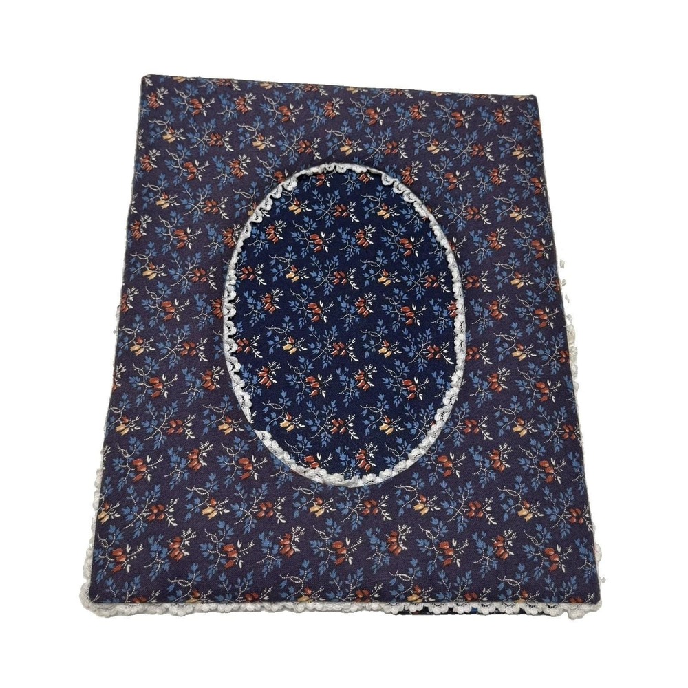 Vintage Style Floral Fabric Picture Frame 8x10 Oval Lace Cottagecore Calico